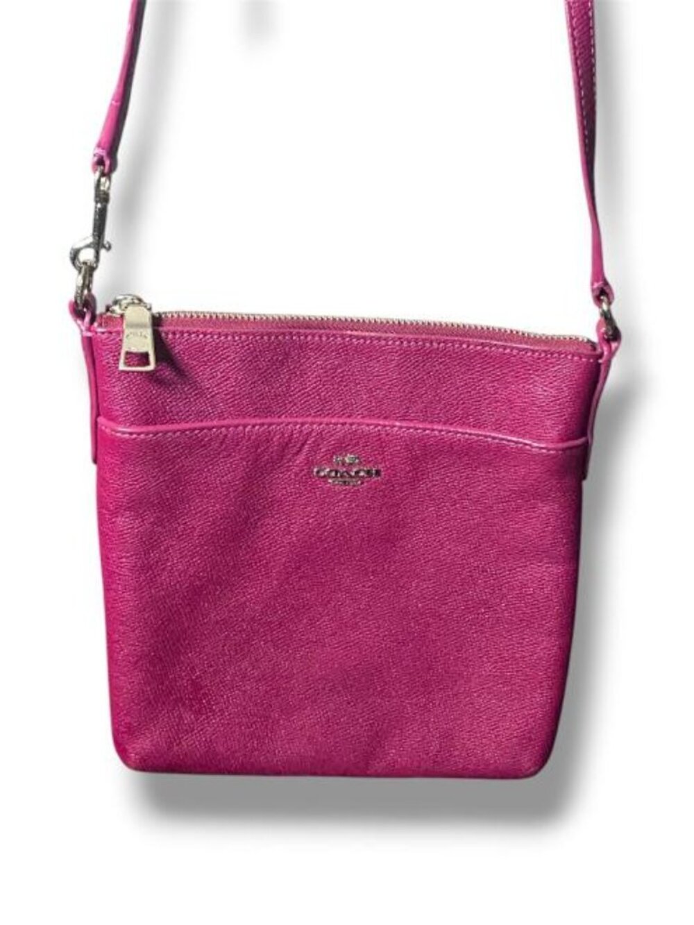 COACH - Pink Crossbody Bag Zip Top Adjustable Strap SILVER Hardware